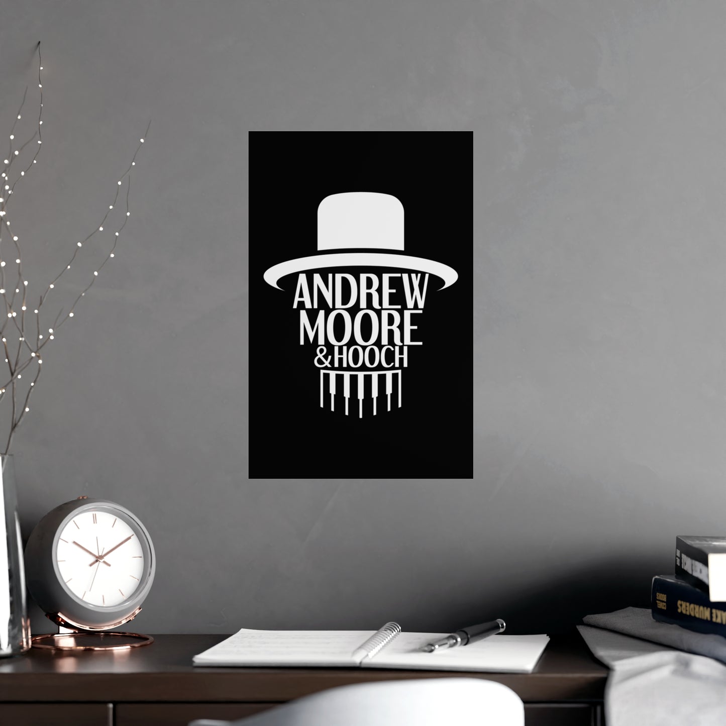 Poster, Andrew Moore and Hooch logo poster, Matte Wall Art, Home Decor, Vertical and Horizontal Prints, Unique Wall Hanging